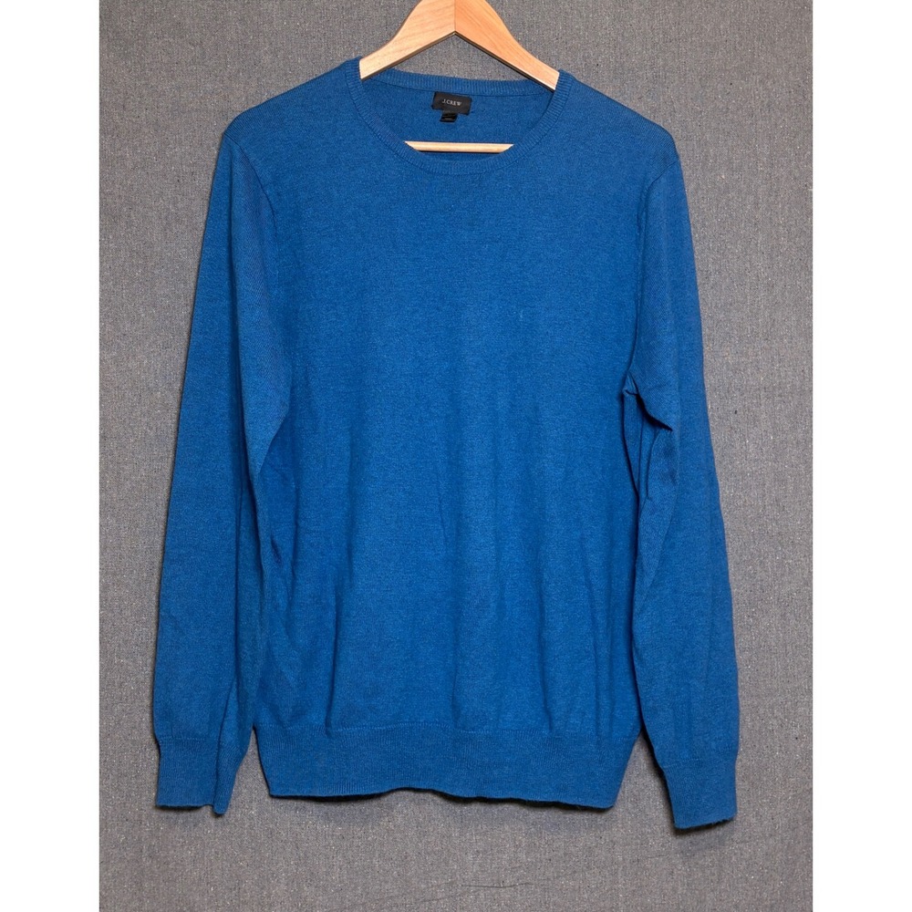 J.Crew Mens Cotton Cashmere Crewneck Sweater Blue Heather Size M